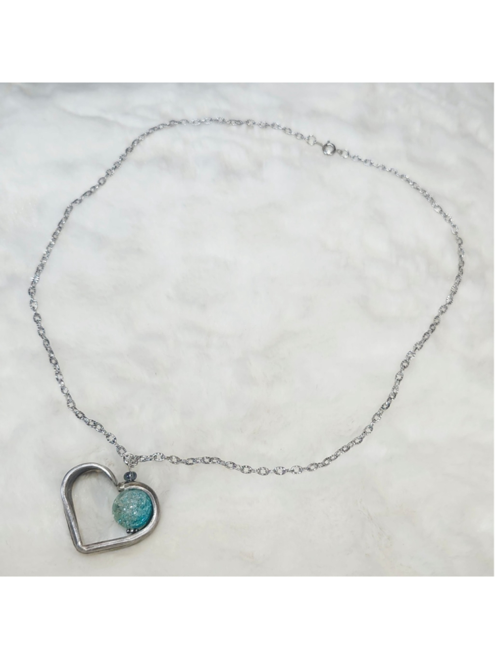 Heart Pendant Necklace Handmade Spoon handle Pendant W/bead